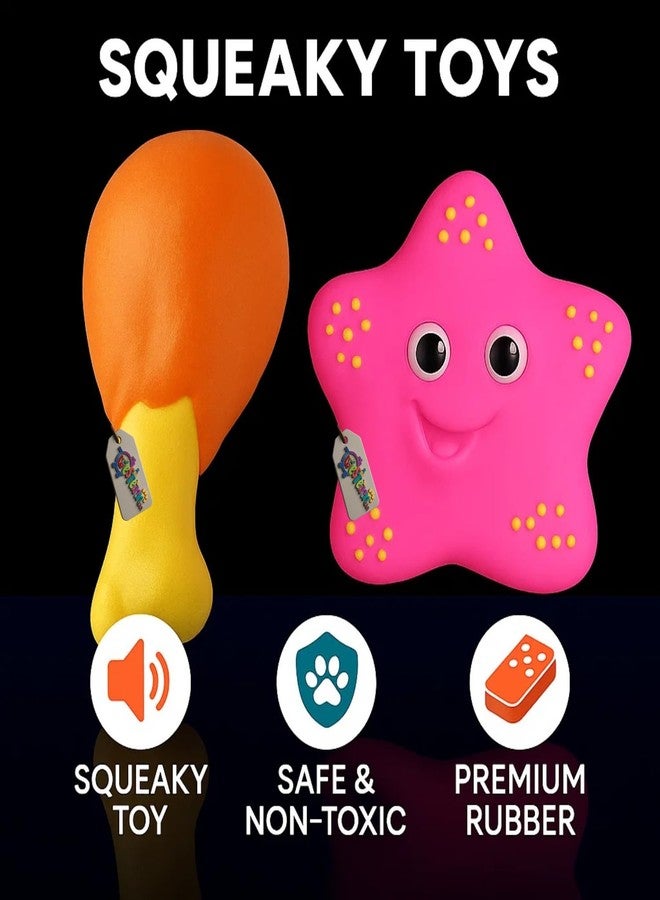 Western Era Starfish & Chicken Leg Squeaky Dog Toy Combo | Fun Cartoon Design | Chew Toys for Dogs & Puppies | Pet Teething, Tug, Fetch, Interactive Indoor Outdoor Play | Funny Squeak Toy Set for Dogs - Image 4